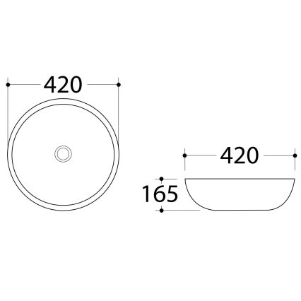 Sapho - Επιτραπέζιος νιπτήρας DALMA, Ø 42 εκ., κεραμικό/Carrara/λευκό