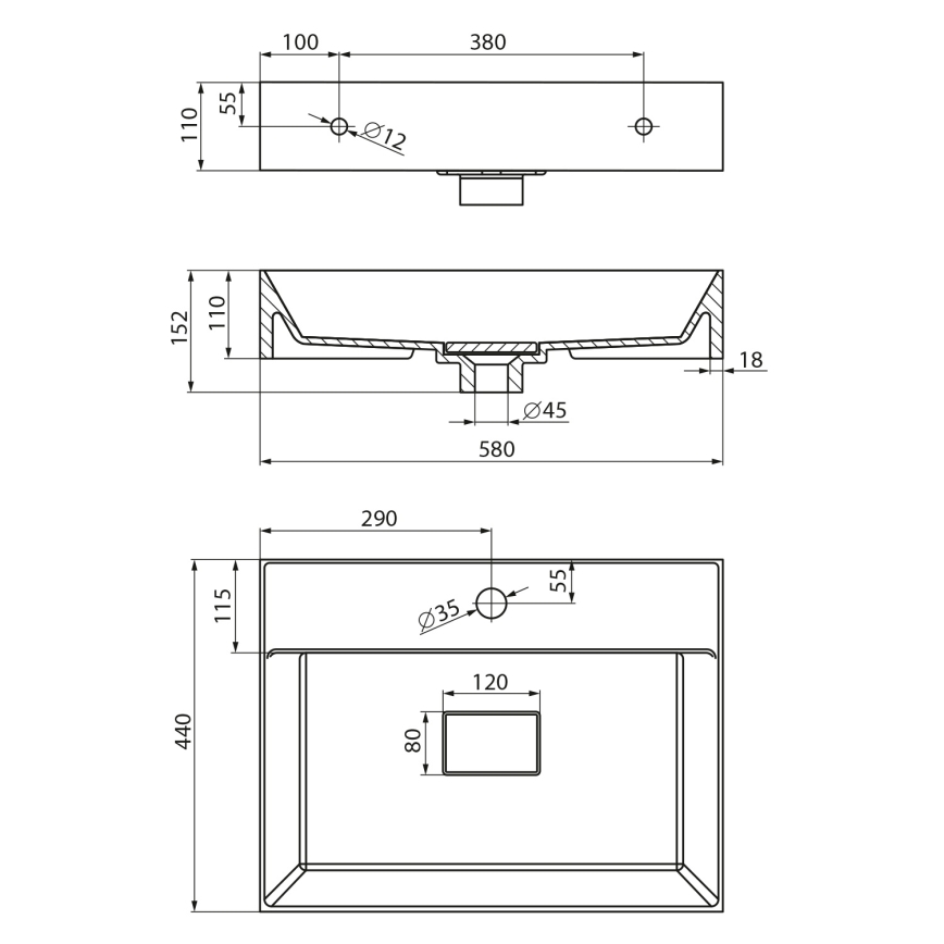 Sapho - Επιτραπέζιος νιπτήρας GODIVA 58x44 cm μάρμαρο/λευκό