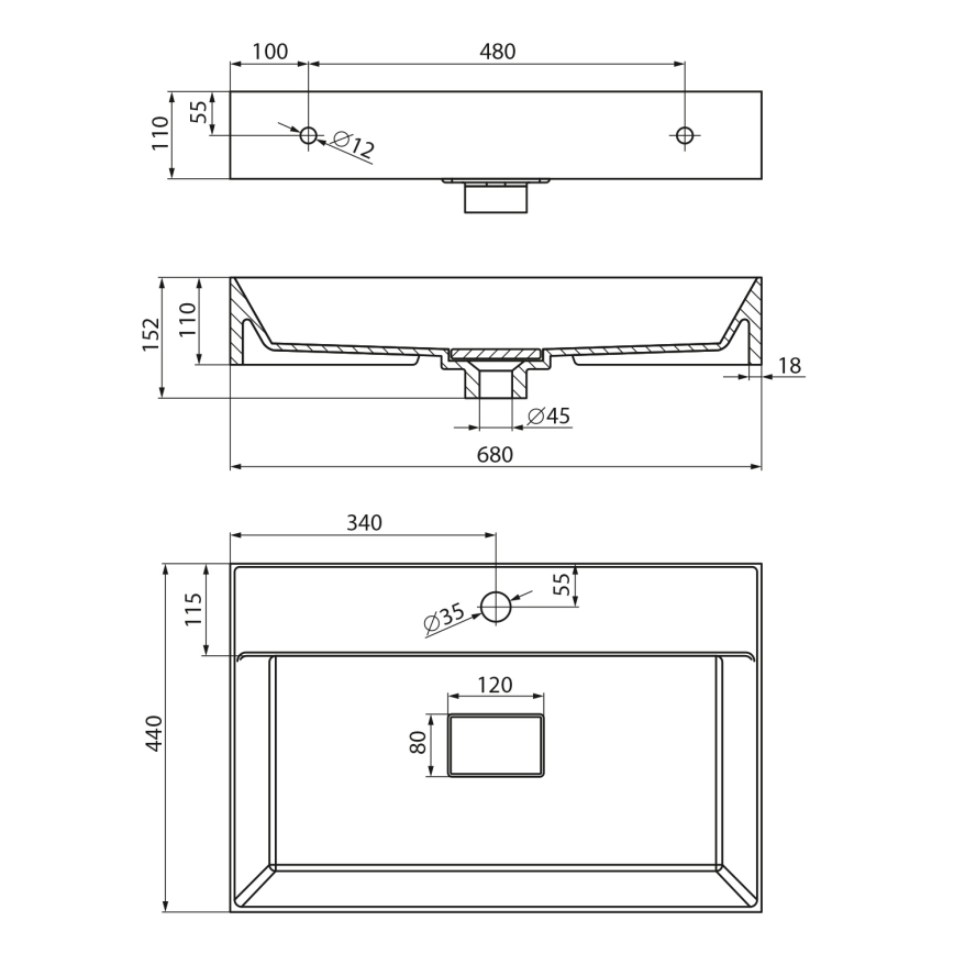 Sapho - Επιτραπέζιος νιπτήρας GODIVA 68x44 cm μάρμαρο/λευκό