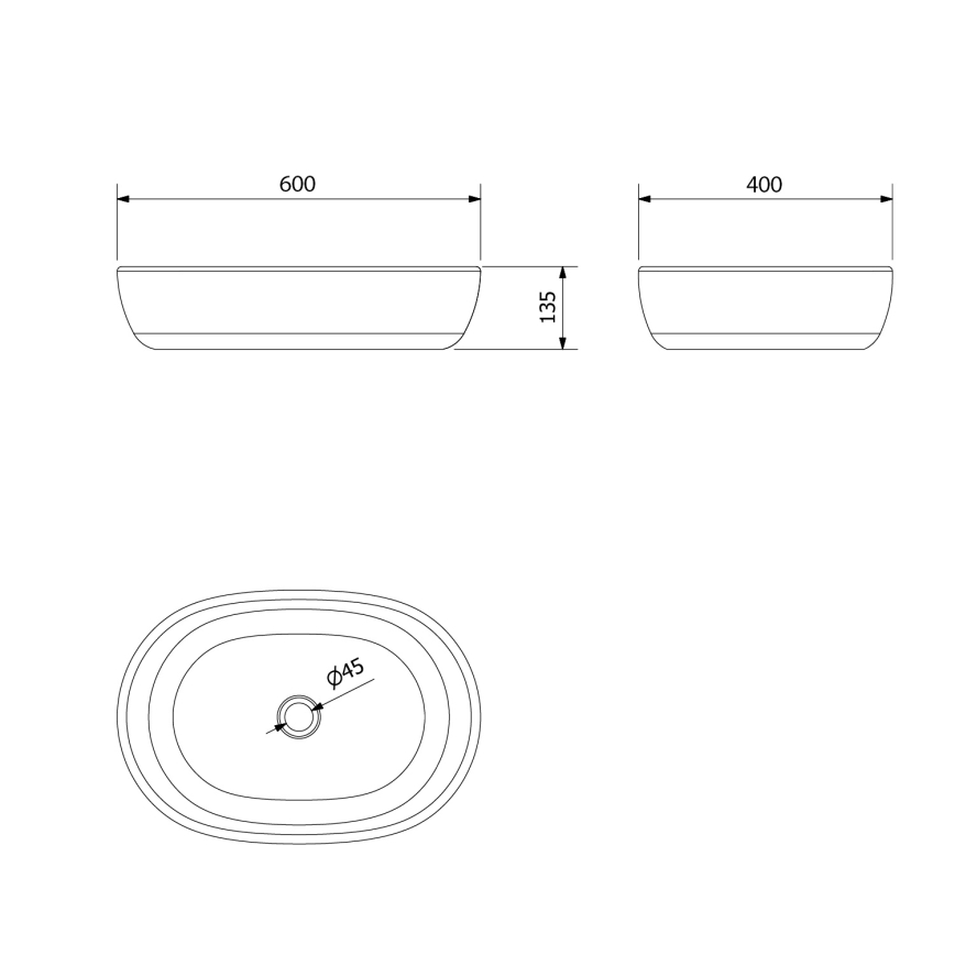 Sapho - Επιτραπέζιος νιπτήρας PRIORI 60x40 cm κεραμικό/μαύρο/μπλε