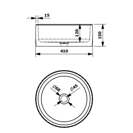 Sapho - Επιτραπέζιος νιπτήρας PRIORI Ø 41 εκ. λευκό/γκρί