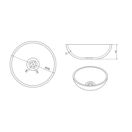 Sapho - Επιτραπέζιος νιπτήρας PRIORI Ø 41 εκ. κεραμικός/καφέ