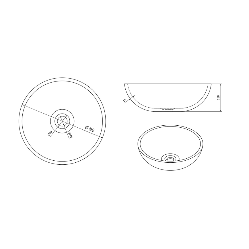 Sapho - Επιτραπέζιος νιπτήρας PRIORI Ø 41 εκ. κεραμικός/καφέ