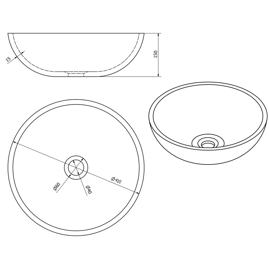 Sapho - Επιτραπέζιος νιπτήρας PRIORI Ø 41 εκ. κεραμικός/πολύχρωμος