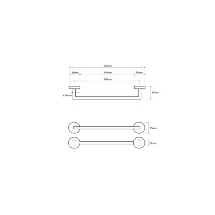 Sapho - Επιτοίχια κρεμάστρα για πετσέτες X-ROUND 6,5x65,5 cm γυαλιστερό χρώμιο