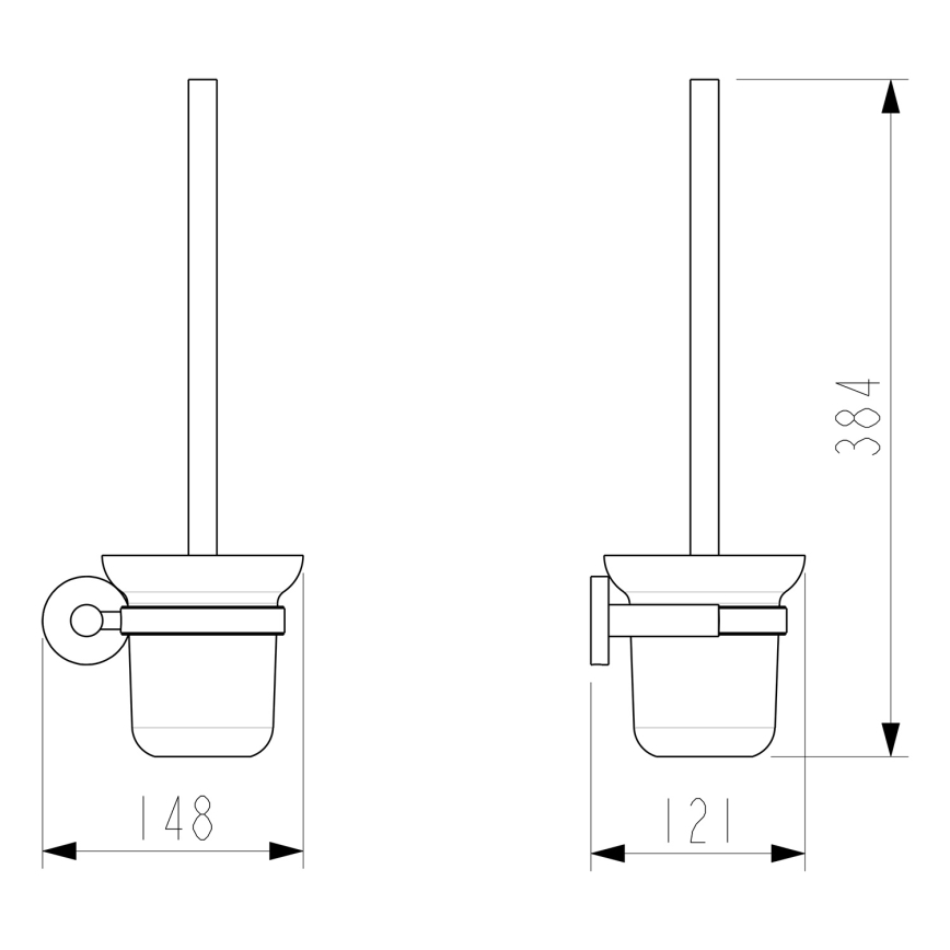 Sapho - Επιτοίχια βούρτσα WC X-ROUND γαλακτώδες γυαλί/γυαλιστερό χρώμιο