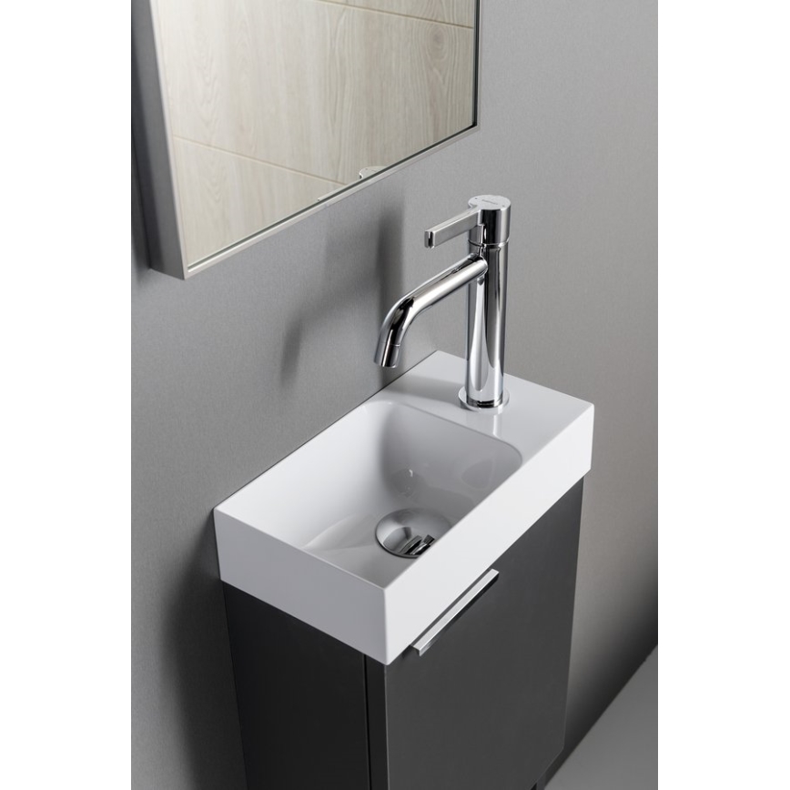 Sapho - Επιτοίχιος νιπτήρας PICCOLINO 30x17 cm δεξιός/χυτό μάρμαρο/λευκό