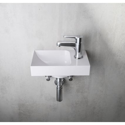 Sapho - Επιτοίχιος νιπτήρας PICCOLINO 30x17 cm δεξιός/χυτό μάρμαρο/λευκό