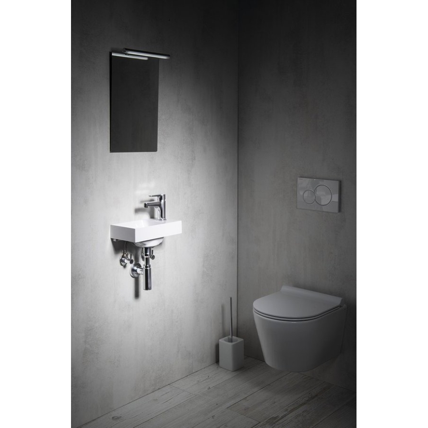 Sapho - Επιτοίχιος νιπτήρας PICCOLINO 30x17 cm δεξιός/χυτό μάρμαρο/λευκό