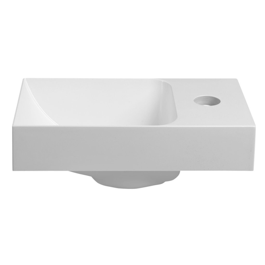 Sapho - Επιτοίχιος νιπτήρας PICCOLINO 30x17 cm δεξιός/χυτό μάρμαρο/λευκό