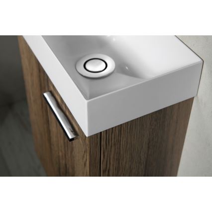 Sapho - Επιτοίχιος νιπτήρας PICCOLINO 31x17 cm αριστερός/χυτό μάρμαρο/λευκό