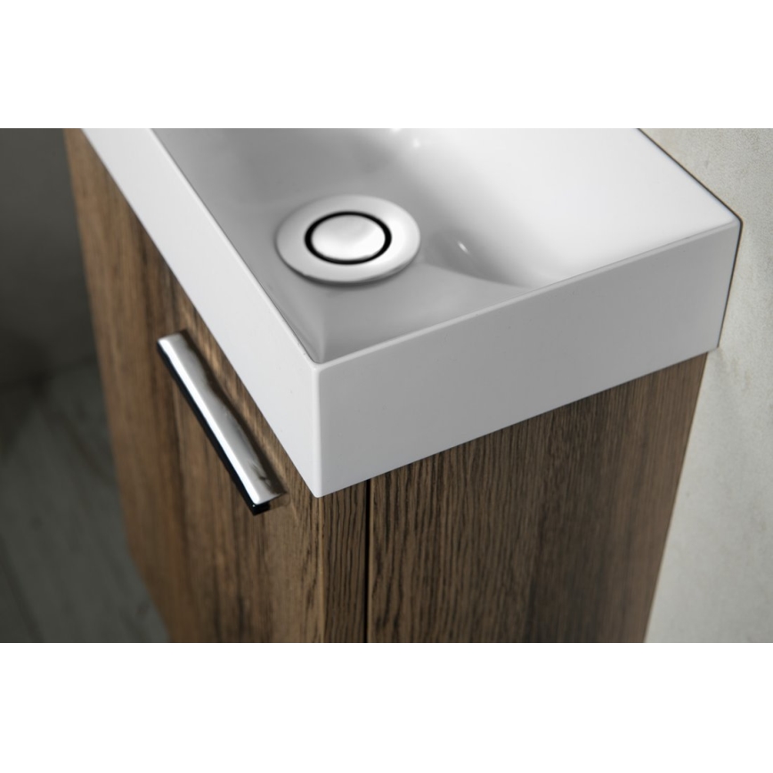 Sapho - Επιτοίχιος νιπτήρας PICCOLINO 31x17 cm αριστερός/χυτό μάρμαρο/λευκό