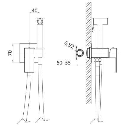 Sapho - Εντοιχισμένο σύστημα μπιντέ CUBEMIX γωνιακός/γυαλιστερό χρώμιο