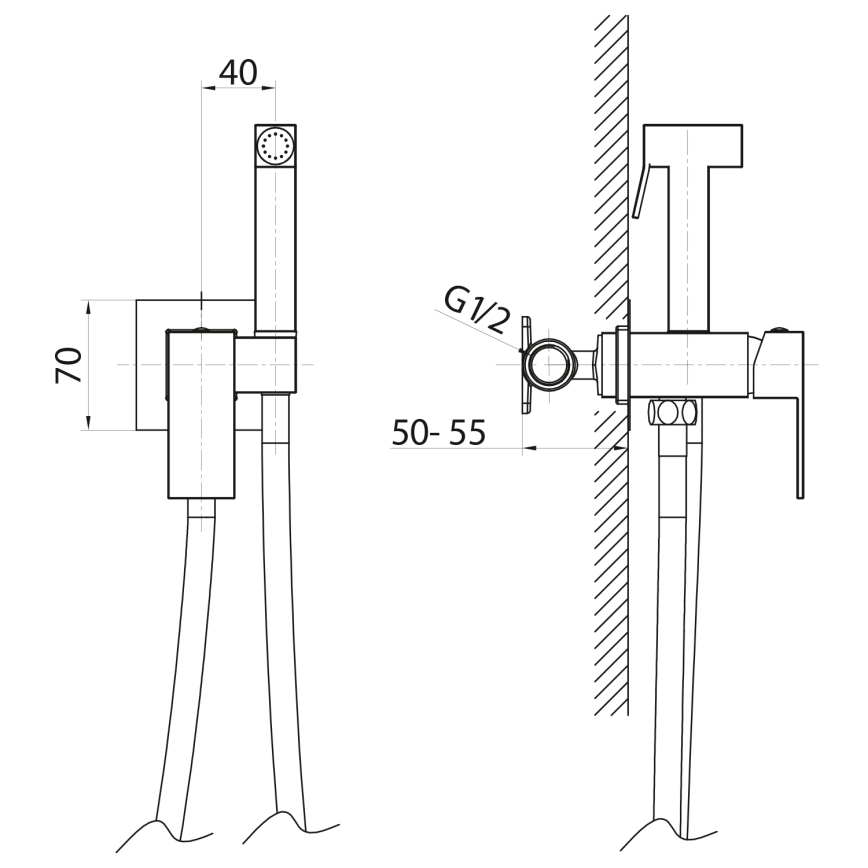 Sapho - Εντοιχισμένο σύστημα μπιντέ CUBEMIX γωνιακός/γυαλιστερό χρώμιο