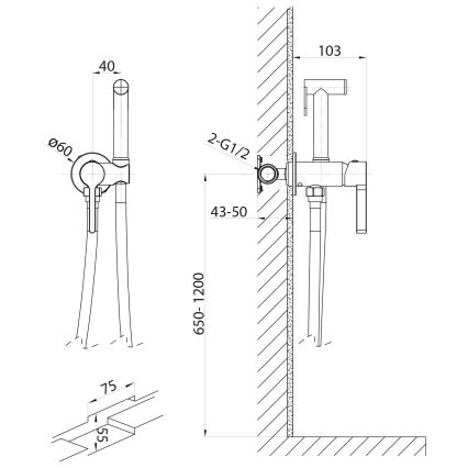 Sapho - Εντοιχισμένο σύστημα μπιντέICONIC στρογγυλό/γυαλιστερό χρώμιο
