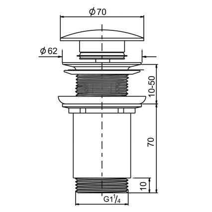 Sapho - Βαλβίδα νιπτήρα Ø 7 cm ματ μαύρο/γυαλιστερό χρώμιο