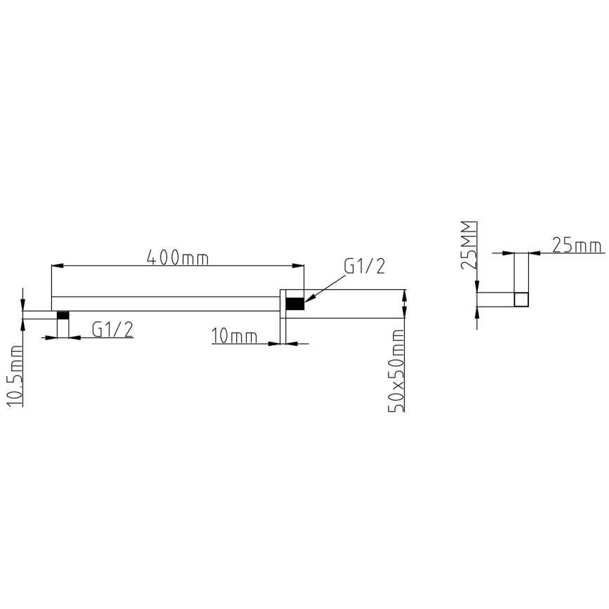 Sapho - Βραχίονας ντους γωνιακός 40 cm ματ μαύρο