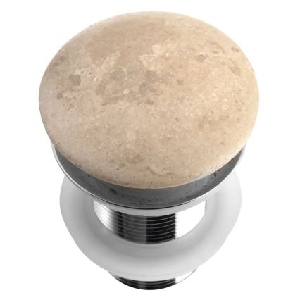 Sapho - Βύσμα νιπτήρα Click-Clack BLOK, Ø 6,7 εκ., τραβερτίνη/γυαλιστερό χρώμιο