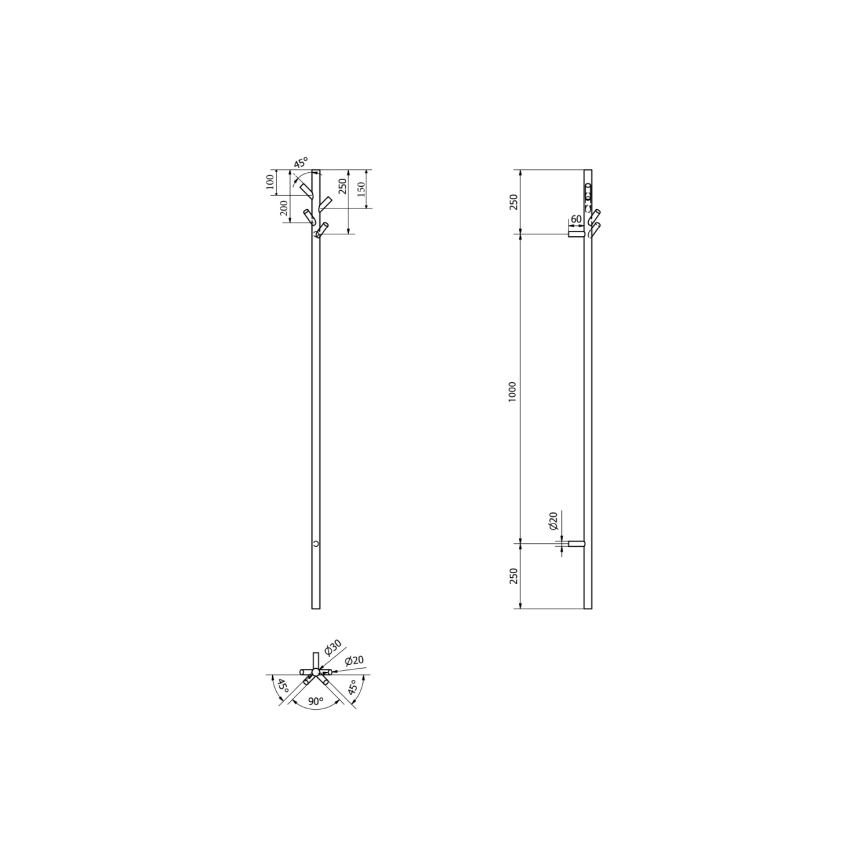Sapho - Ηλεκτρική πετσετοκρεμάστρα PASADOR 30W/230V 150 cm ματ μαύρο
