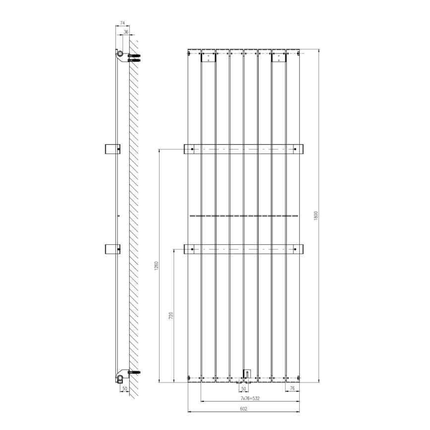 Sapho - Θερμαντικό σώμα μπάνιου COLONNA 1205W/230V 60x180 cm λευκό