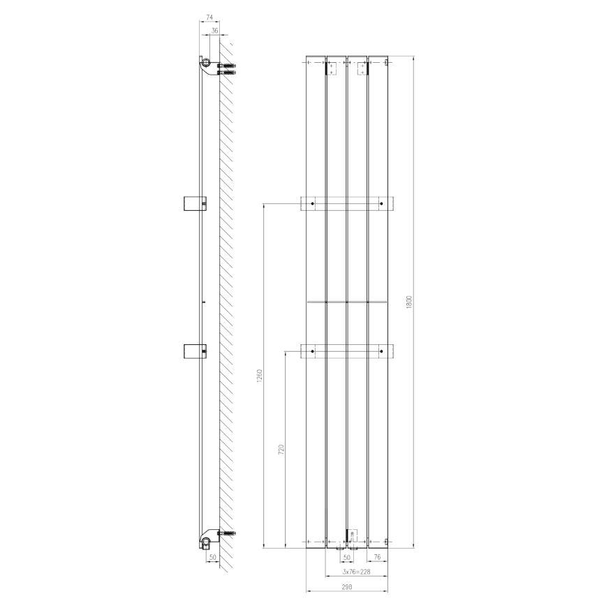 Sapho - Θερμαντικό σώμα μπάνιου COLONNA 614W/230V 29x180 cm ασημί