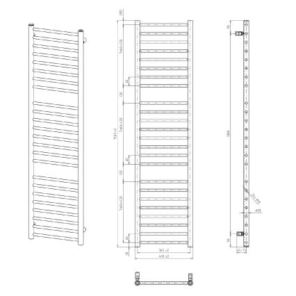 Sapho - Θερμαντικό σώμα μπάνιου DINA 156x40 εκ. ματ μαύρο