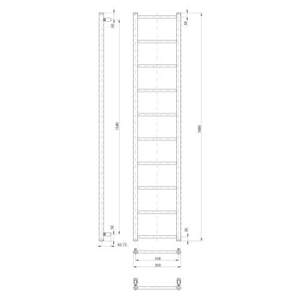 Sapho - Θερμαντικό σώμα μπάνιου DINA 168x35 cm λευκό