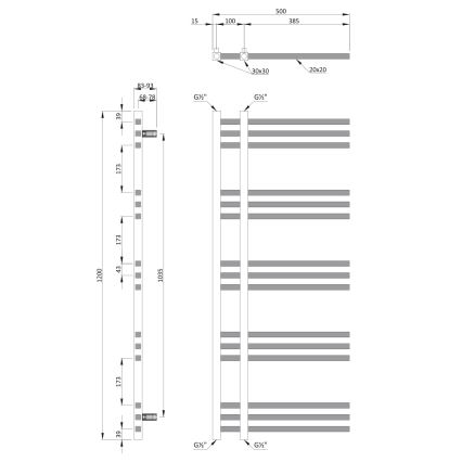 Sapho - Θερμαντικό σώμα μπάνιου MAGDALENA 120x50 cm γυαλιστερό χρώμιο