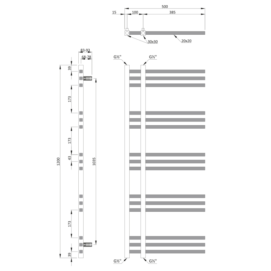 Sapho - Θερμαντικό σώμα μπάνιου MAGDALENA 408W/230V 50x120 cm γυαλιστερό χρώμιο