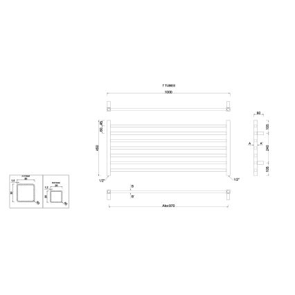 Sapho - Θερμαντικό σώμα μπάνιου METRO 295W/230V 100x45 cm γυαλιστερό χρώμιο