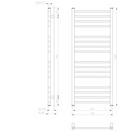 Sapho - Θερμαντικό σώμα μπάνιου METRO 386W 50x120 cm λευκό