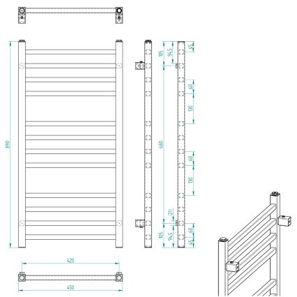 Sapho - Θερμαντικό σώμα μπάνιου METRO 89x45 cm γυαλιστερό χρώμιο