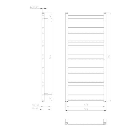 Sapho - Θερμαντικό σώμα μπάνιου METRO DOS 110x50 cm ματ λευκό