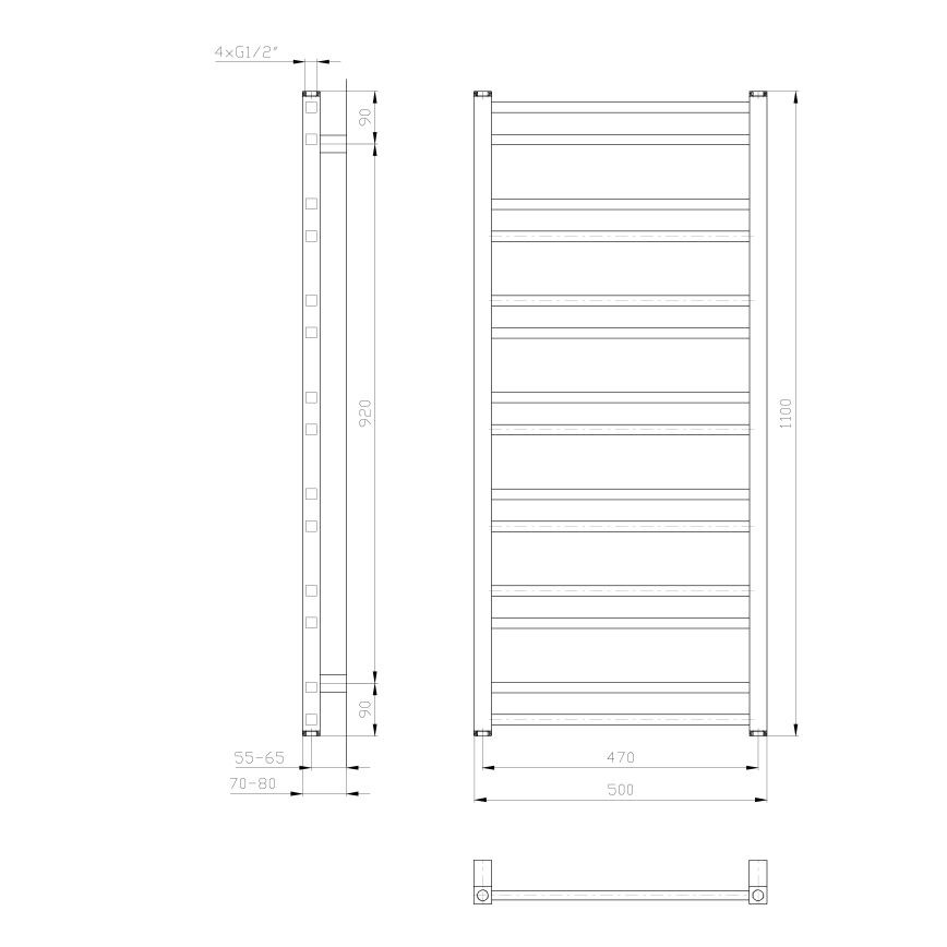 Sapho - Θερμαντικό σώμα μπάνιου METRO DOS 110x50 cm ματ λευκό