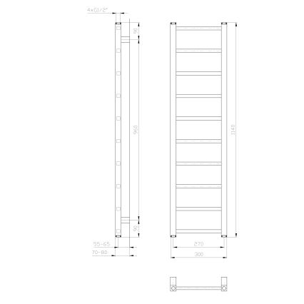 Sapho - Θερμαντικό σώμα μπάνιου METRO LIGHT 114x30 cm, γυαλιστερό χρώμιο