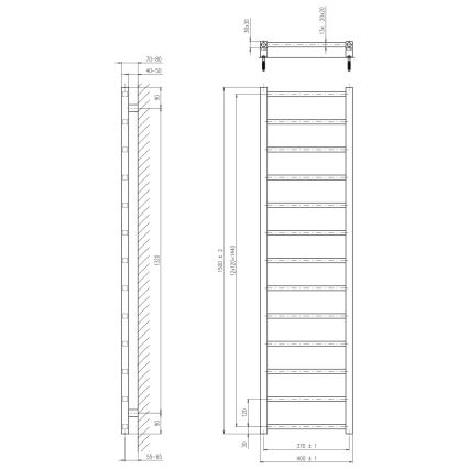 Sapho - Θερμαντικό σώμα μπάνιου METRO LIGHT 150x40 cm, γυαλιστερό χρώμιο