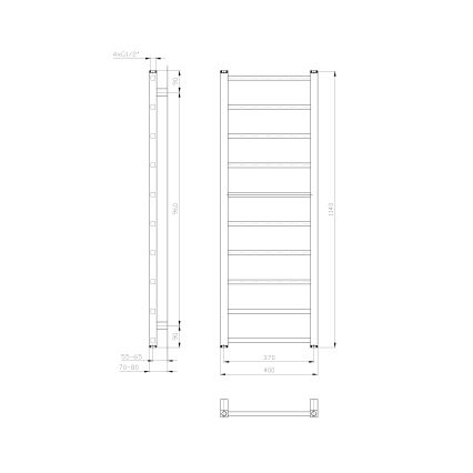 Sapho - Θερμαντικό σώμα μπάνιου METRO LIGHT 247 W, 40 x 114 εκ., λευκό