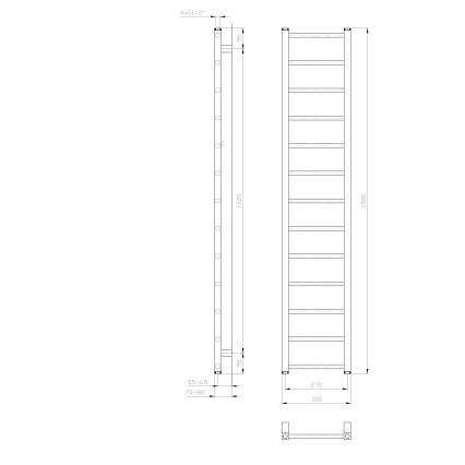 Sapho - Θερμαντικό σώμα μπάνιου METRO LIGHT 276W 30x150 cm λευκό