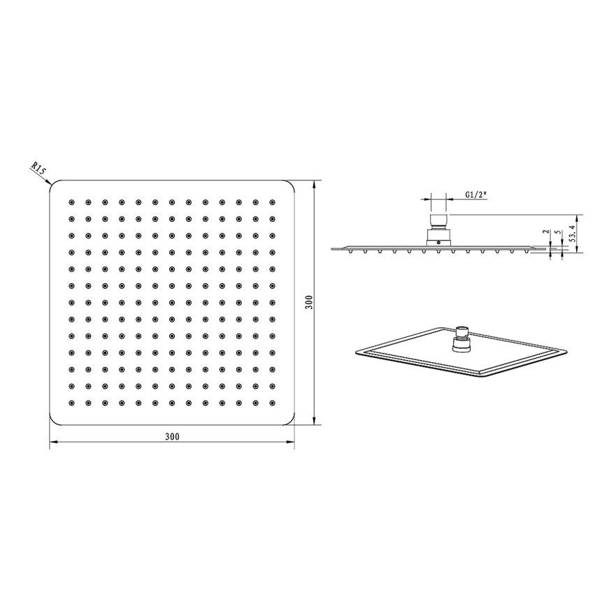 Sapho - Κεφαλή ντουζ SLIM 30x30 cm polished ανοξείδωτο ατσάλι