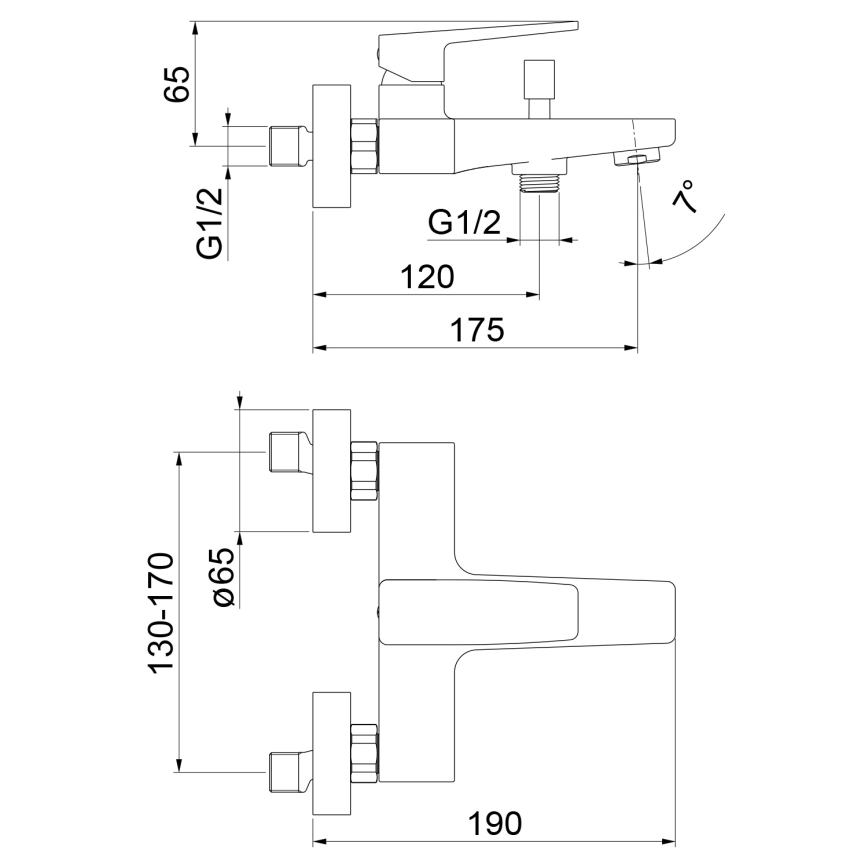 Sapho - Μίκτης μπανιέρας TURSI σε γυαλιστερό χρώμιο