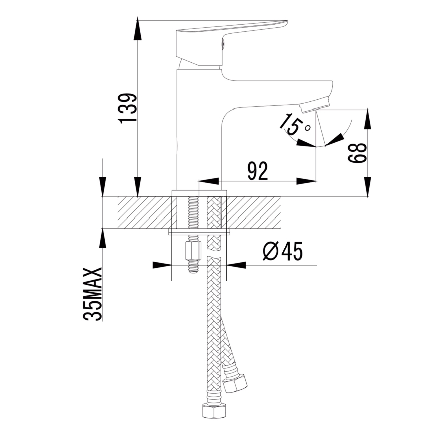 Sapho - Μίκτης νιπτήρα SMALL 13,9 cm γυαλιστερό χρώμιο