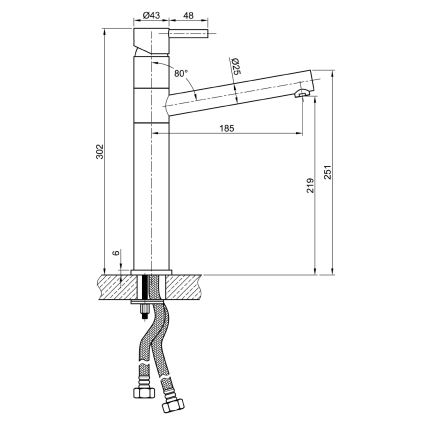 Sapho - Μπαταρία κουζίνας MINIMAL 30 cm ανοξείδωτη