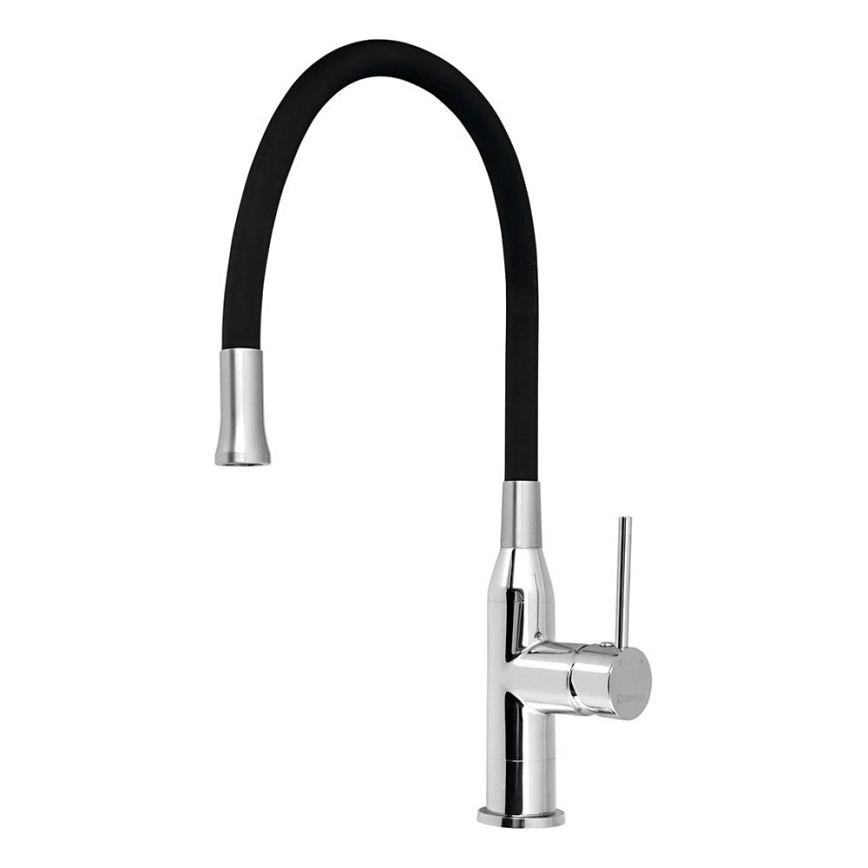 Sapho - Μπαταρία κουζίνας με εύκαμπτο στόμιο SILI μαύρο/ορείχαλκος