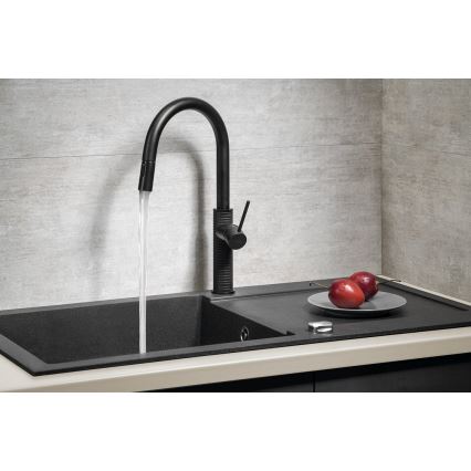 Sapho - Μπαταρία κουζίνας με ντους FLAWO ματ μαύρο