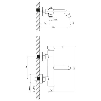 Sapho - Μπαταρία μπανιέρας ICONIC γυαλιστερό χρώμιο