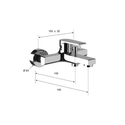 Sapho - Μπαταρία μπανιέρας KAI ματ μαύρη