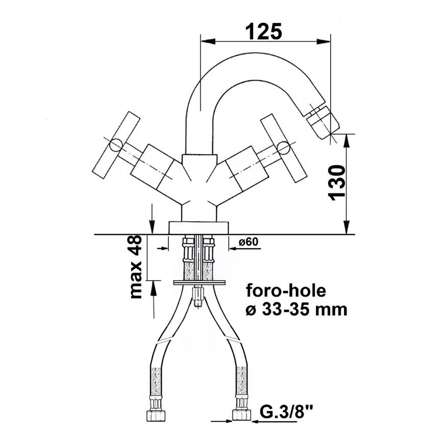 Sapho - Μπαταρία μπιντέ AXIA, γυαλιστερό χρώμιο