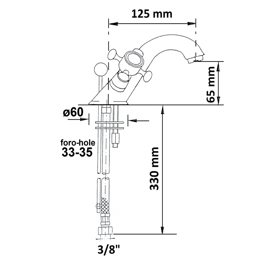 Sapho - Μπαταρία νιπτήρα ANTEA με βαλβίδα εκροής, χρυσή