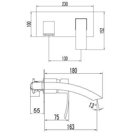 Sapho - Μπαταρία νιπτήρα GINKO ματ μαύρη