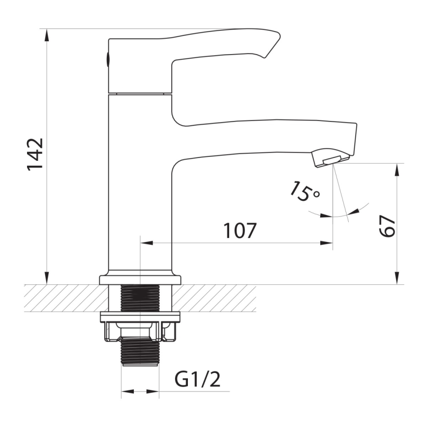Sapho - Μπαταρία νιπτήρα SMALL 14 cm γυαλιστερό χρώμιο